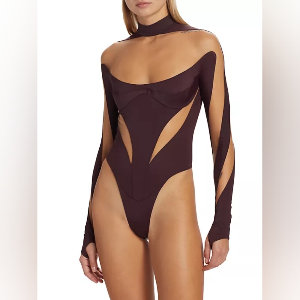 3S. NWT MUGLER ILLUSION MESH INSERT BODYSUIT SIZE FR 36 / US 4 - Picture 6 of 15